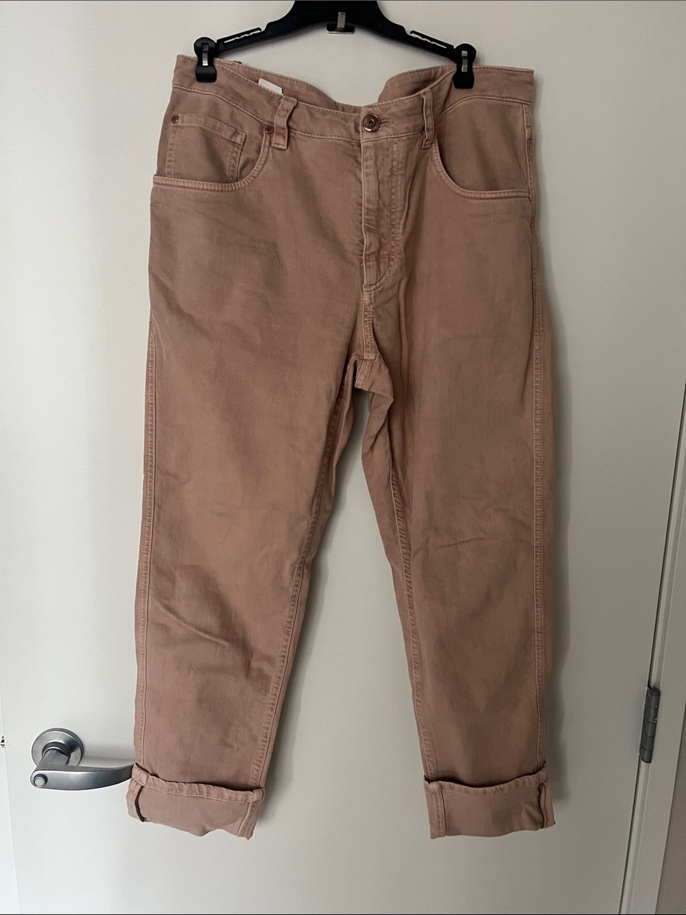 Brunello Cucinelli Relaxed Boyfriend Jeans in Dusty Rose Tan